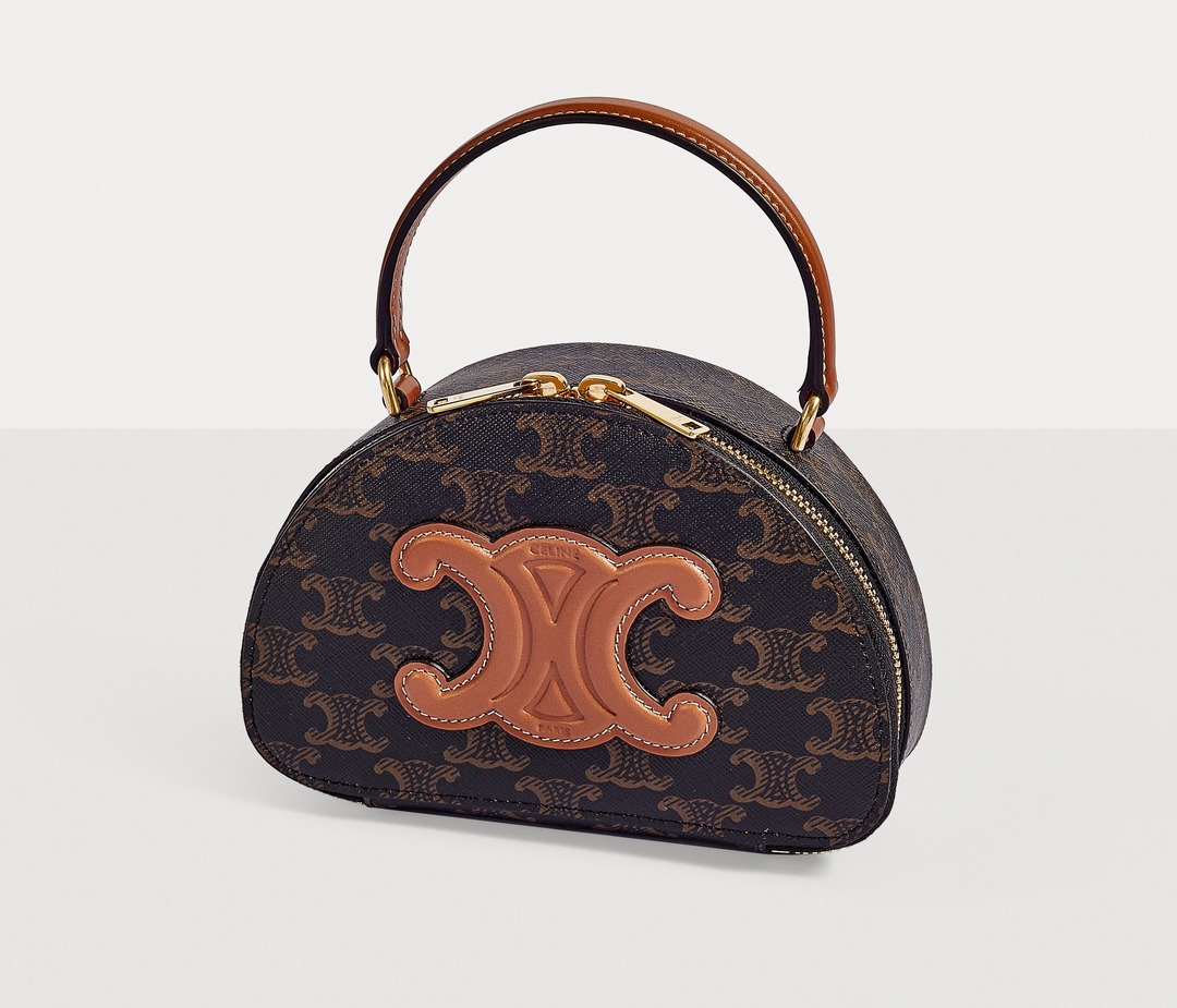CELINE Triomphe Logo Printed Half Moon Bag