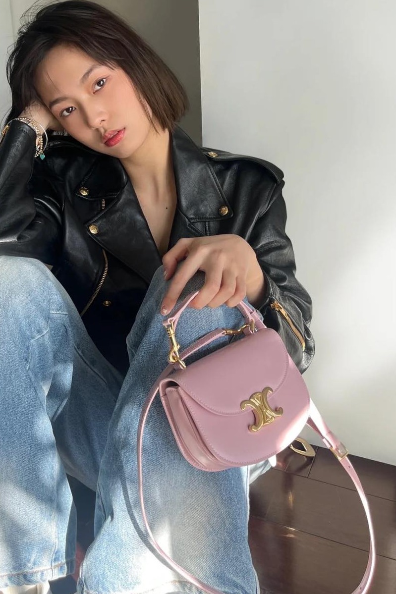 CELINE Light Pink Besace Triomphe Mini Tote Bag