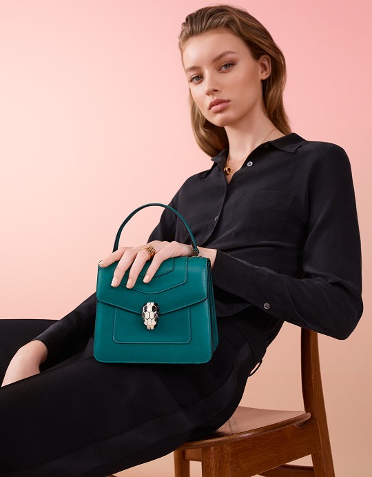 BVLGARI Emerald Green Serpenti Forever Tote Bag