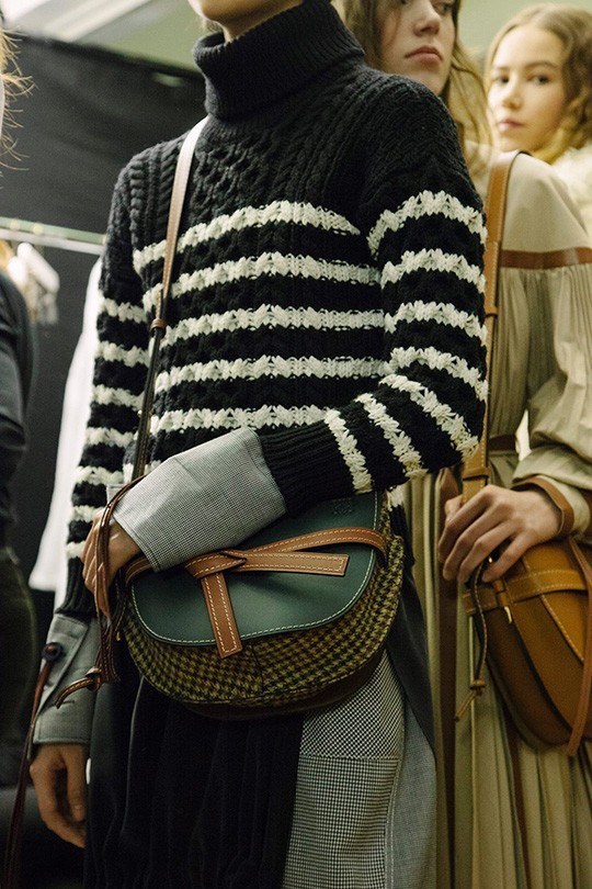 Loewe Calfskin and Plaid Gate Bag